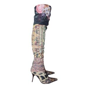 RARE Roberto Cavalli Fall / Winter 2002 Multicolor Calfskin Leather Heel Boots